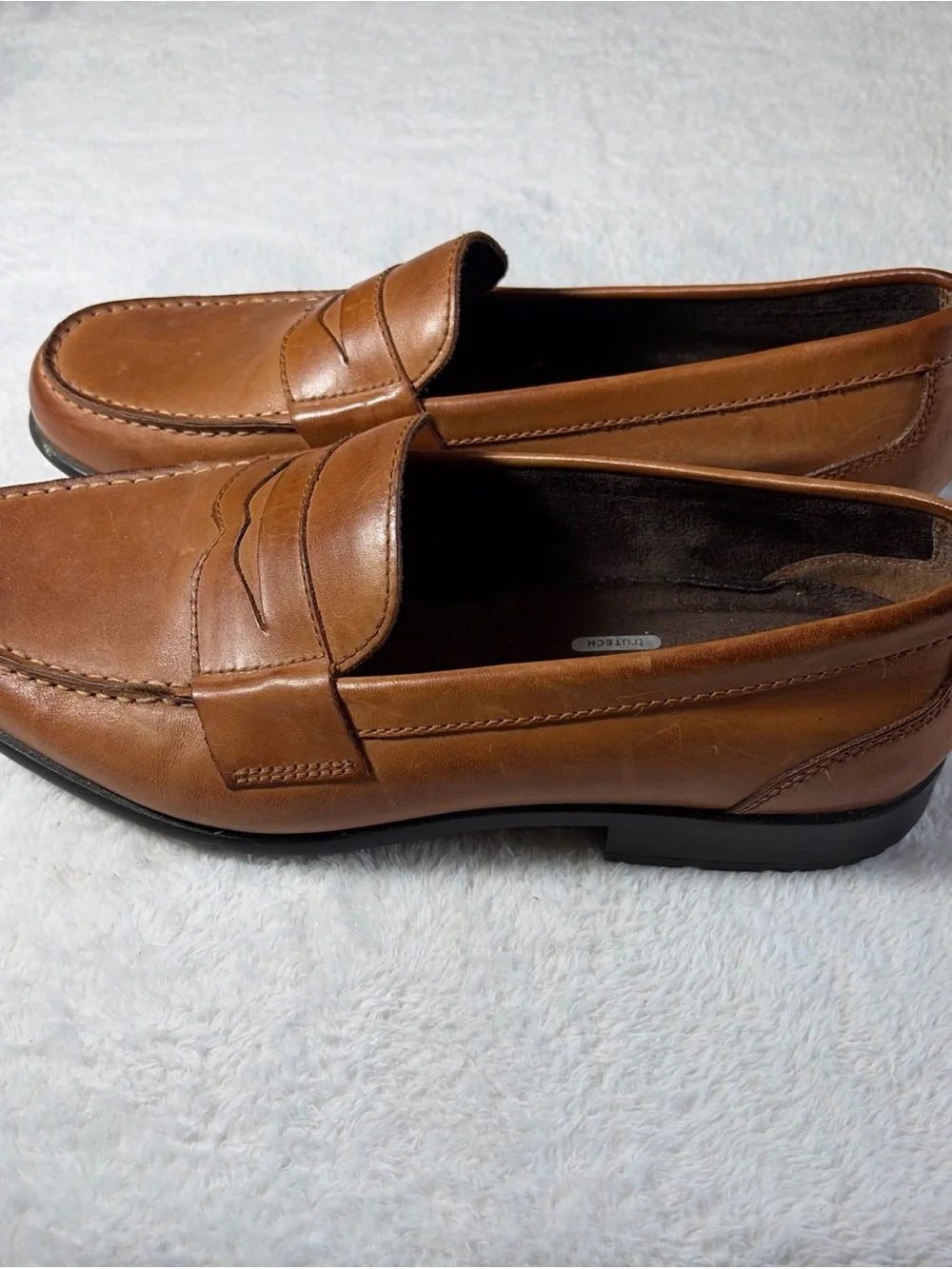 Rockport Mens Tan Leather Penny Loafers Walkability 11.5 M Business Casual